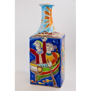 Sicilian Ceramic Bottle DS de simone italian pottery BT560DS-1 Sicilian Ceramic Bottle DS de simone italian pottery BT560DS-1
